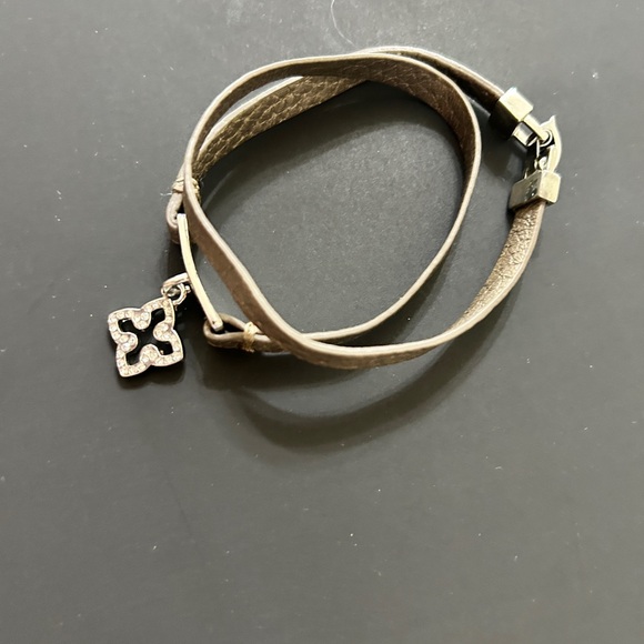 Lia Sophia Grey Leather Wrap Bracelet with Silver Charm